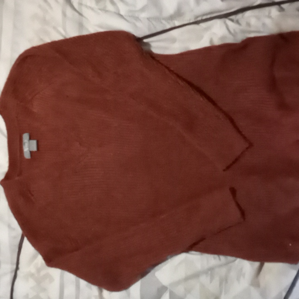 Brown Kitted long sweater shirt